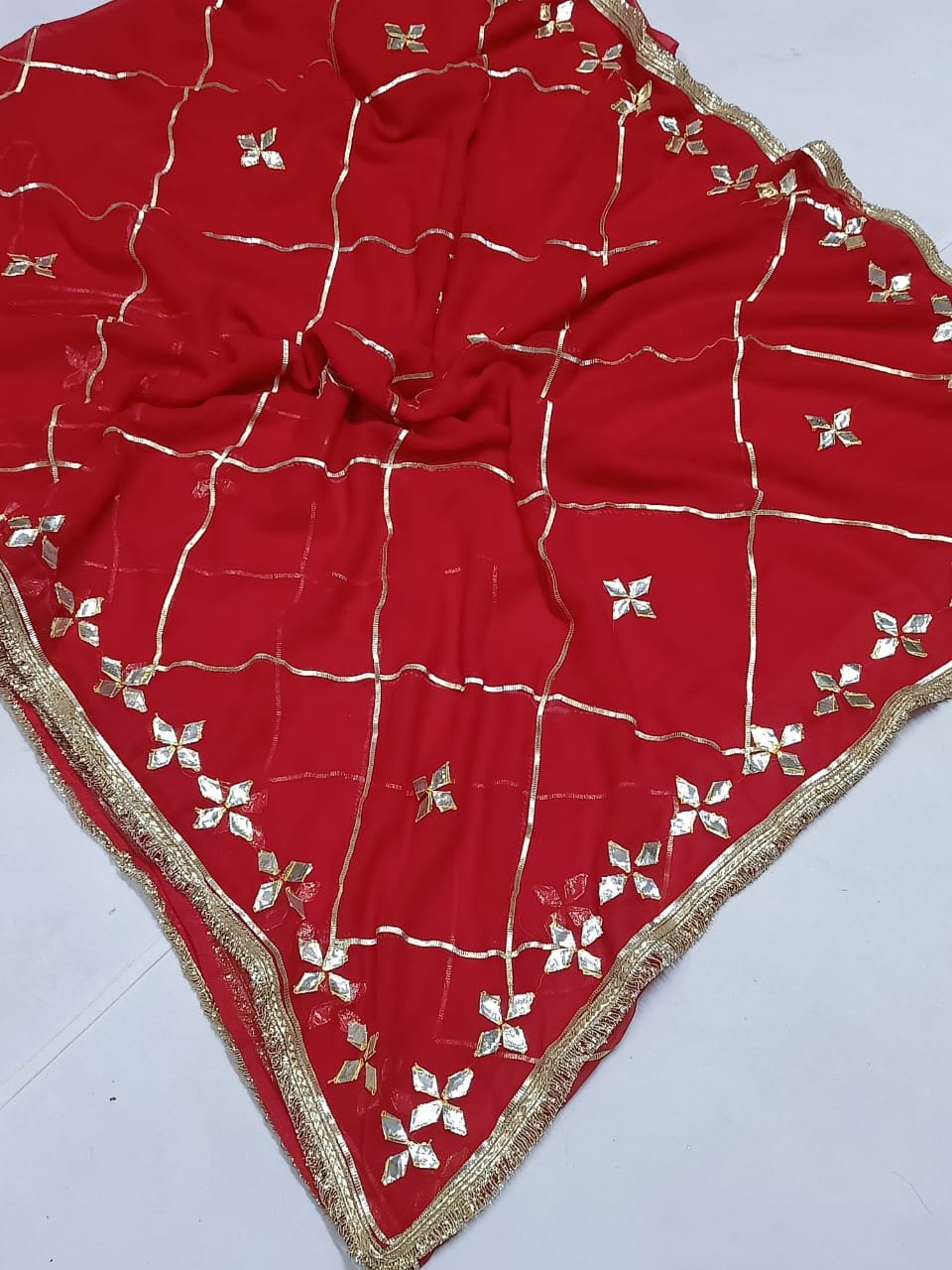 Sweet Georgette Saree Dark Red
